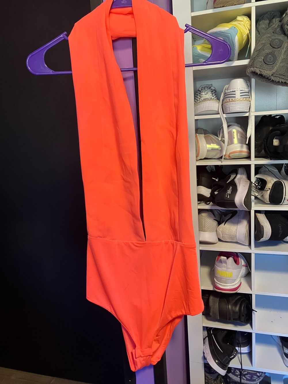 Women’s Halter-Style Bodysuit in Bright Coral